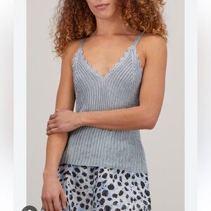 Ganni metallic knit tank